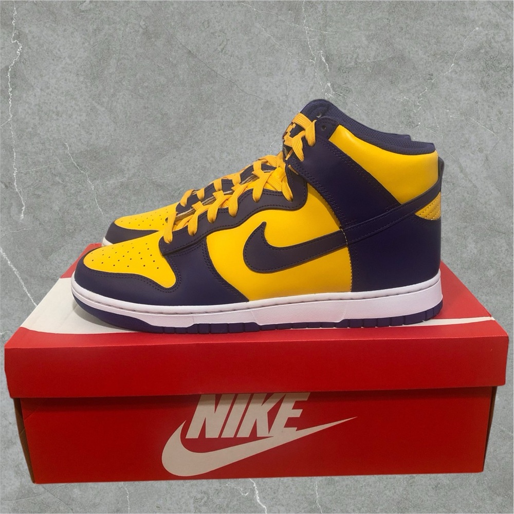 Nike Dunk High “Lakers” Retro Mens Casual Athletic Shoes 12 Court Purple Yellow